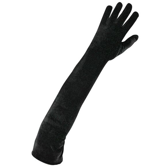 Velvet Black Long 3/4 Opera Arm Length Evening Gloves - Picture 7 of 8